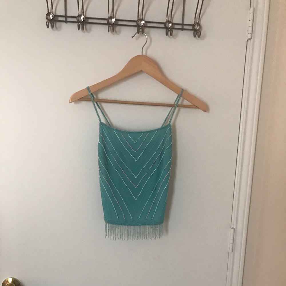 Vintage beaded top, tie in back